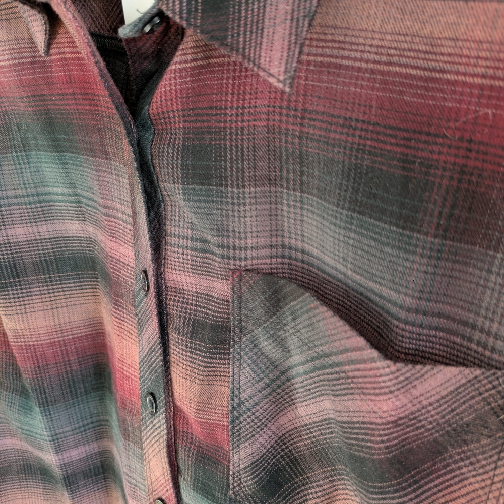 Penningtons Plaid Button-Up Shirt in Berry and Gray - Picture 3 of 9